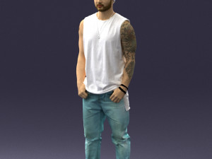 man in white t-shirt 0184 3D Model