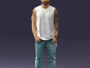 man in white t-shirt 0184 3D Model