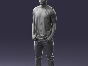 man in white t-shirt 0184 3D Model