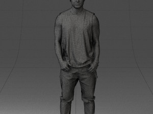 man in white t-shirt 0184 3D Model