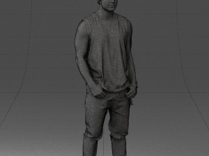 man in white t-shirt 0184 3D Model