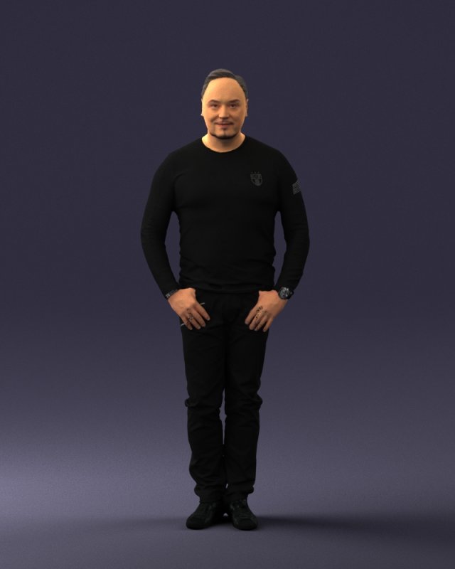 man in black clothes 0185 Modello 3D .c4d .max .obj .3ds .fbx .stl .blend 