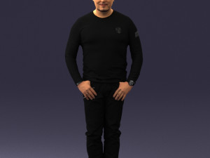man in black clothes 0185 3D Model