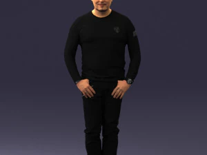 homem com roupas pretas 0185 Modelo 3D