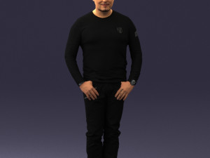 man in black clothes 0185 Modello 3D