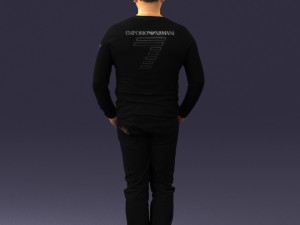 man in black clothes 0185 Modello 3D