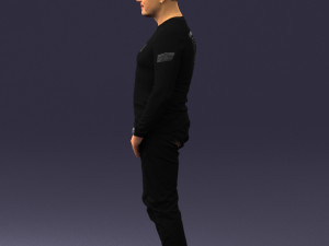 man in black clothes 0185 Modello 3D