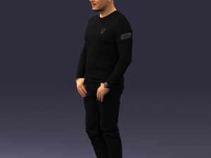 man in black clothes 0185 Modello 3D