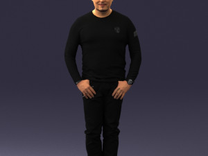 man in black clothes 0185 Modello 3D