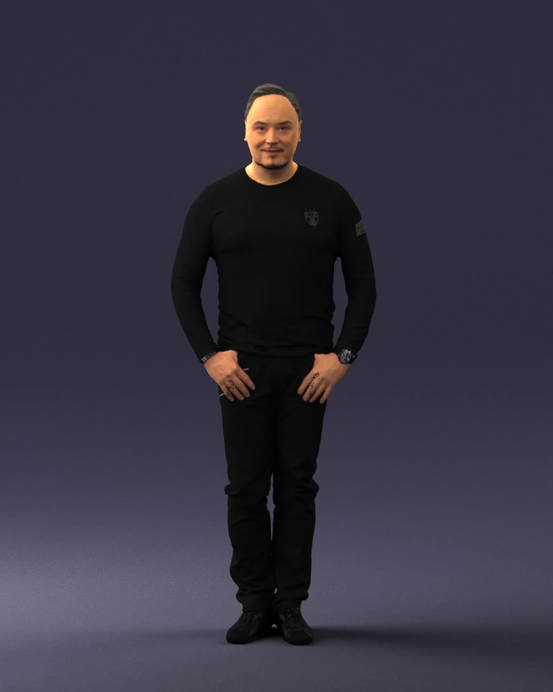 000521 Casual Man in Black Outfit Neutral Male Character 3d print ready 3D Print Model .c4d .max .obj .3ds .fbx .stl .blend 