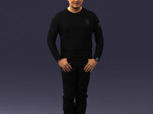 000521 Casual Man in Black Outfit Neutral Male Character 3d print ready 3D Print Model