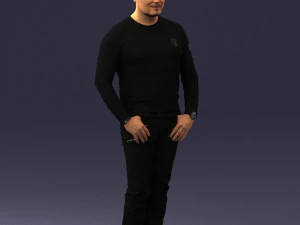 000521 Casual Man in Black Outfit Neutral Male Character 3d print ready 3D Print Model