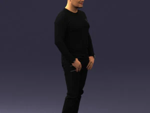 000521 Casual Man in Black Outfit Neutral Male Character 3d print ready 3D Print Model