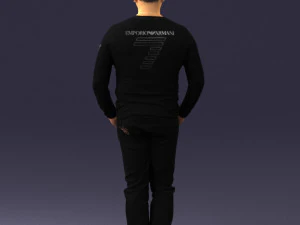 000521 Casual Man in Black Outfit Neutral Male Character 3d print ready 3D Print Model