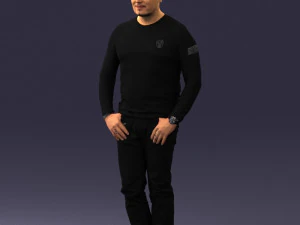 000521 Casual Man in Black Outfit Neutral Male Character 3d print ready 3D Print Model