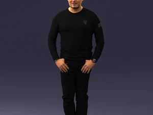 000521 Casual Man in Black Outfit Neutral Male Character 3d print ready 3D Print Model