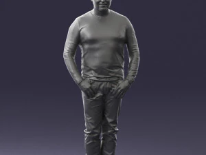 000521 Casual Man in Black Outfit Neutral Male Character 3d print ready 3D Print Model