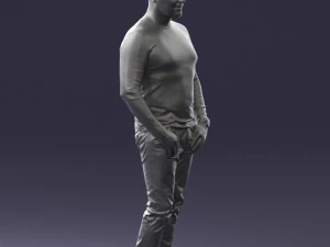 000521 Casual Man in Black Outfit Neutral Male Character 3d print ready 3D Print Model