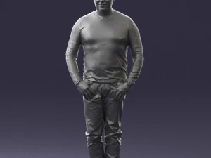 000521 Casual Man in Black Outfit Neutral Male Character 3d print ready 3D Print Model