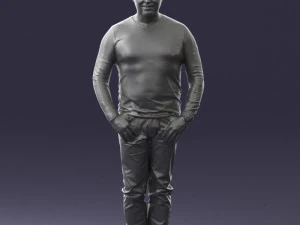 000521 Casual Man in Black Outfit Neutral Male Character 3d print ready 3D Print Model