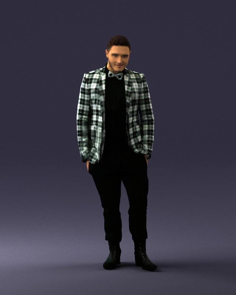 000523 Stylish Man in Blazer Smart Casual Male Character 3d print ready 3D Print Model .c4d .max .obj .3ds .fbx .stl .blend