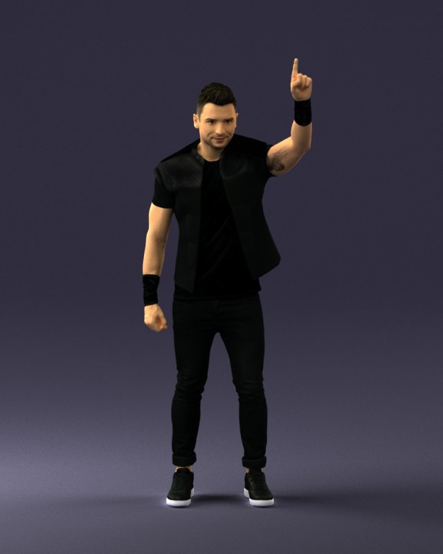 man in black clothes 0188 3D Model .c4d .max .obj .3ds .fbx .stl .blend 