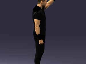 000524 Dynamic Man Pointing Up Casual Male Character 3D Model