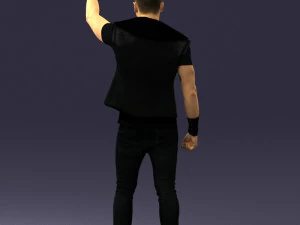 000524 Dynamic Man Pointing Up Casual Male Character 3D Model