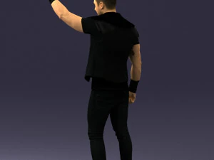000524 Dynamic Man Pointing Up Casual Male Character 3D Model