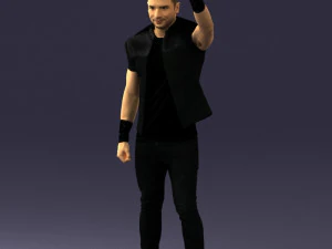 000524 Dynamic Man Pointing Up Casual Male Character 3D Model