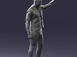 000524 Dynamic Man Pointing Up Casual Male Character 3D Model