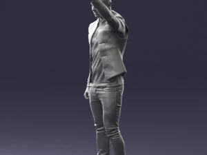 000524 Dynamic Man Pointing Up Casual Male Character 3D Model