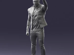 000524 Dynamic Man Pointing Up Casual Male Character 3D Model