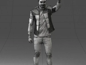 000524 Dynamic Man Pointing Up Casual Male Character 3D Model
