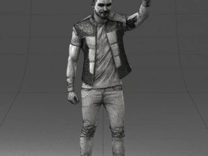 000524 Dynamic Man Pointing Up Casual Male Character 3D Model