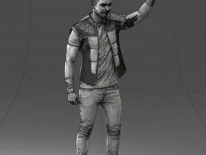 000524 Dynamic Man Pointing Up Casual Male Character 3D Model