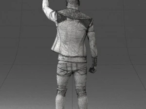 000524 Dynamic Man Pointing Up Casual Male Character 3D Model