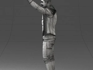 000524 Dynamic Man Pointing Up Casual Male Character 3D Model