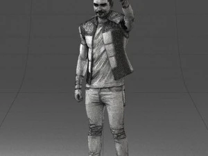 000524 Dynamic Man Pointing Up Casual Male Character 3D Model
