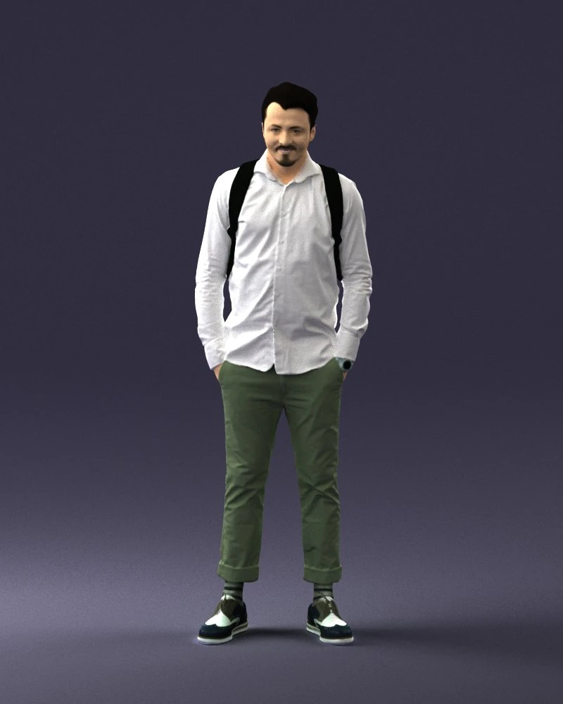 000525 Casual Man with Backpack Urban Male Character 3D Model .c4d .max .obj .3ds .fbx .stl .blend 