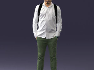 000525 Sırt &Ccedil;antalı Casual Adam Kentsel Erkek Karakteri 3D Model