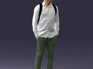000525 Casual Man with Backpack Urban Male Character 3D Model