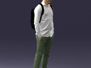 000525 Casual Man with Backpack Urban Male Character 3D Model