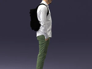 000525 Casual Man with Backpack Urban Male Character 3D Model