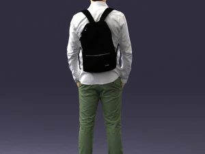 000525 Casual Man with Backpack Urban Male Character 3D Model