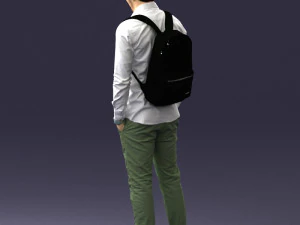 000525 Casual Man with Backpack Urban Male Character 3D Model