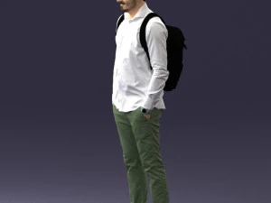 000525 Casual Man with Backpack Urban Male Character 3D Model