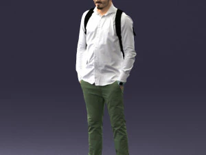 000525 Casual Man with Backpack Urban Male Character 3D Model