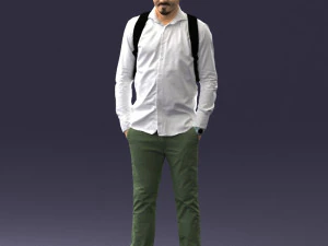 000525 Casual Man with Backpack Urban Male Character 3D Model