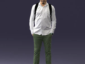 000525 Casual Man with Backpack Urban Male Character 3D Model